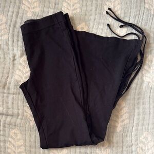 Black Lace-Up Flare Leggins